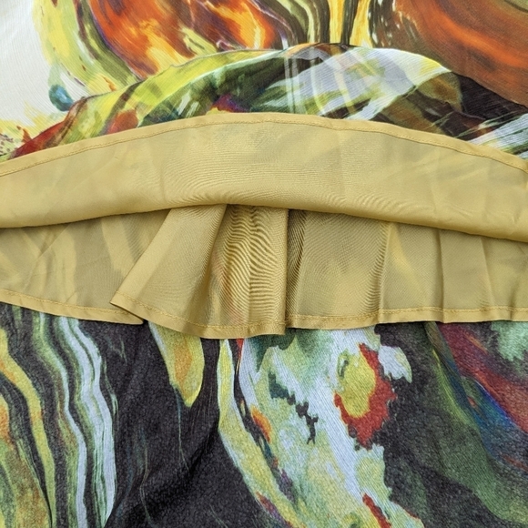 DANIER leather silk V-neck maxi brown orange mermaid V-neck dress size 12 - Picture 10 of 15